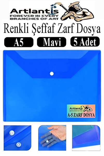 Artlantis Plavi A5 Snap Fajl Prozirna Kuverta Fajl 5 Komada 17x22 cm Snap Faj...