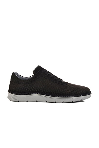 Aspor Black Nubuck Genuine Leather Men's Casual Shoes