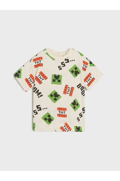 MINECRAFT Βαμβακερό κοντομάνικο μπλουζάκι, Μπουμ