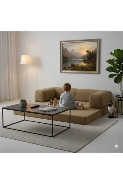 HEREV K160X160 KÖŞE TAKIMI ŞARK KÖŞESİ YATAKLI KANEPE YIKANABİLİR KADİFE KUMAŞ