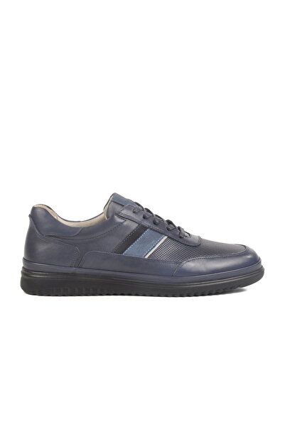 Aspor Navy Blue Genuine Leather Men's Casual Shoes