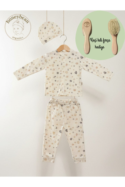 colbi baby Honeybean Organik Pamuk Bebek Pijama Takımı GOTS Sertifikalı Deniz...
