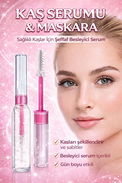 NUNUKO Çift Taraflı Şeffaf Kaş ve Saç Sabitleyici Serum Maskara (Taraklı Fırç...
