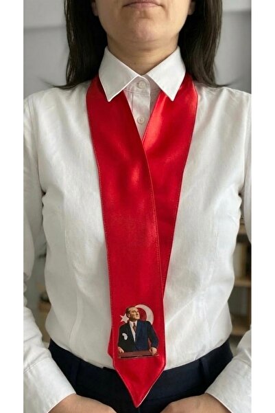 Mavi Masal Red Satin Ataturk Tie / Scarf