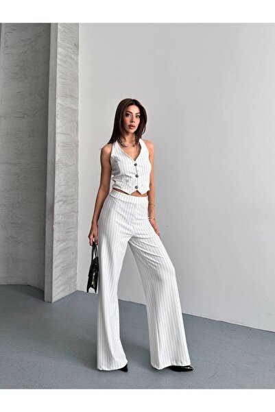 STARRY NIGHT Women's Striped Vest Trousers Set