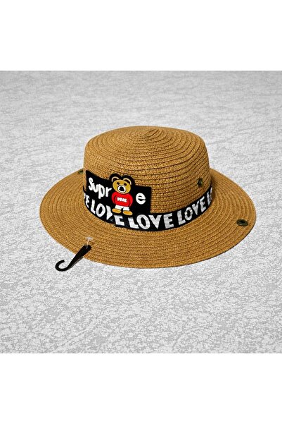 EMKSHOP قبعة صني بير سفاري القشية للأطفال (استخدام مزدوج الاتجاه) (مع مشبك)