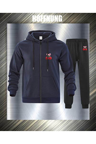 HOFFNUNG Unisex Casual Tracksuit Set 2Cherries Outdoor Full Zip