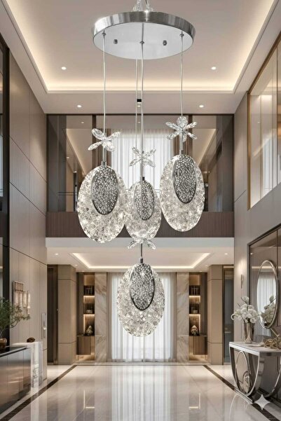 AURA LIGHTING Krom 4'Lü Hilal Sarkıt 3 Renk LED Modern Salon/Antre/Oda/Yatak ...