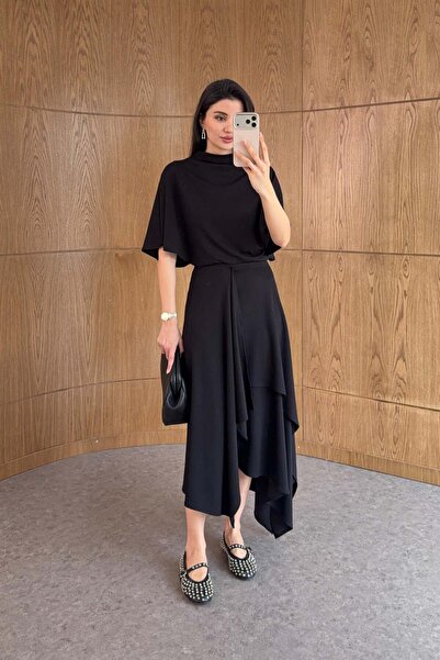 HAZELANNA Siyah Bluz-Etek Modal Takım