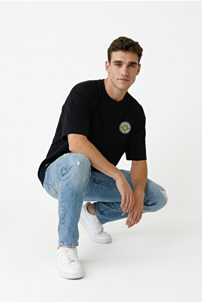 Dad&Children تي شيرت صن شاين أوفر سايز للجنسين باللون الأسود