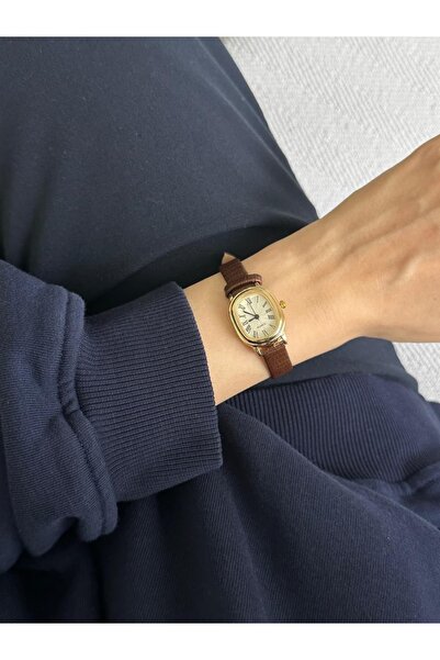 MERW Tally Model Brown Leather Cord Vintage Series Women's Wristwatch