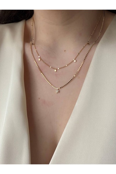 CHARMLUCKY قلادة من قطعتين مرصعة بالنجوم