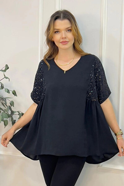 aytemas Sequin Blouse with Shoulder