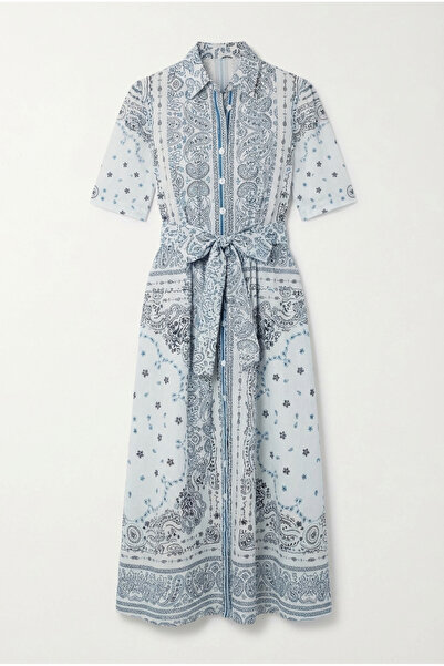 HAZELANNA Rochie albastră cu nasturi, cu cordon, model curea