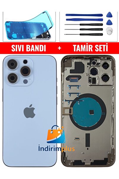 indirimplus iPhone 13 Pro Kasa Boş (13 Pro Max Uymaz) (Mavi) +Tamir Seti Sıvı...