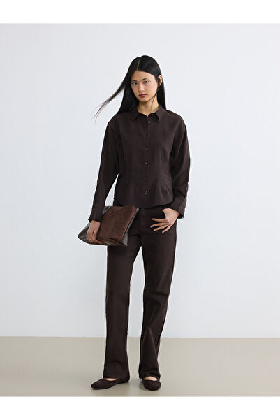 LC Waikiki Brown High Waist Straight Fit Women's Jean Trousers