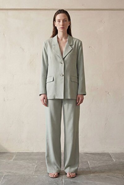 Hiccup My Fashion Buttoned Cotton Linen Blazer