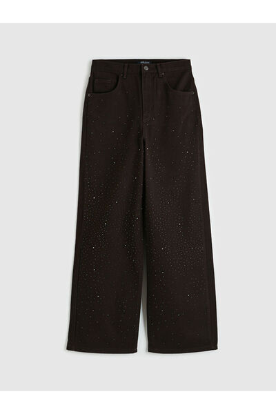 LC Waikiki I High Waist Wide Leg Stoned Women's Jean Trousers from Freezen Store