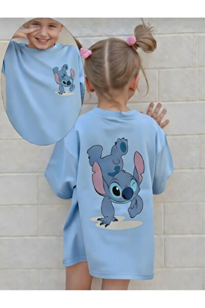 New Shine Stitch Printed Kids Baby Blue T-Shirt