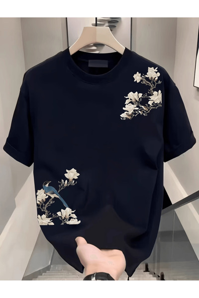 one button Model de flori și păsări pentru bărbați cu imprimeu Premium suprad...