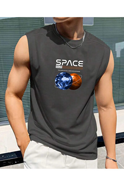 SUNFREE Space Printed Sleeveless Men's Zero Sleeve Clothing Fitness Clothing ...