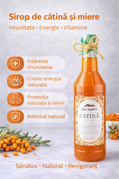 DinMunte Sea Buckthorn Syrup with Honey Cold Pressed 500 ml