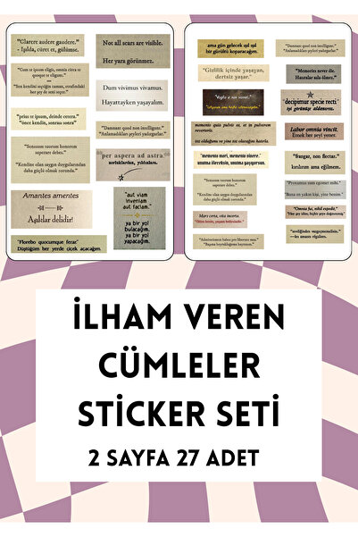 ANSHA CRAFTS İlham Veren Cümleler Sticker Seti - Bullet Journal - Ajanda - Pl...
