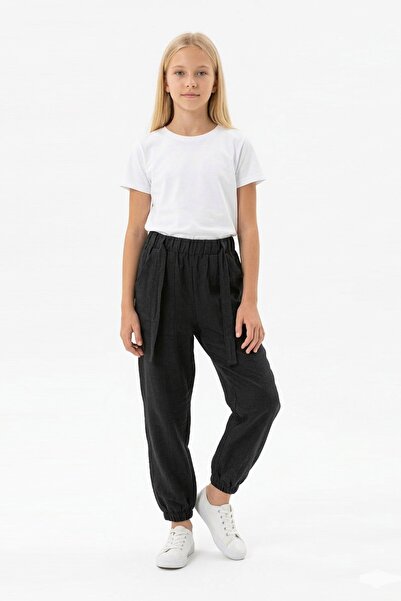 Yağmur Giyim İsob Girl's Elastic Waist Belted C Pocketed Aerobin Pants 9-15 Y...