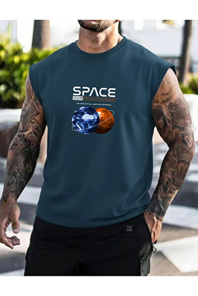 SUNFREE Space Printed Sleeveless Men's Zero Sleeve Clothing Fitness Clothing ...