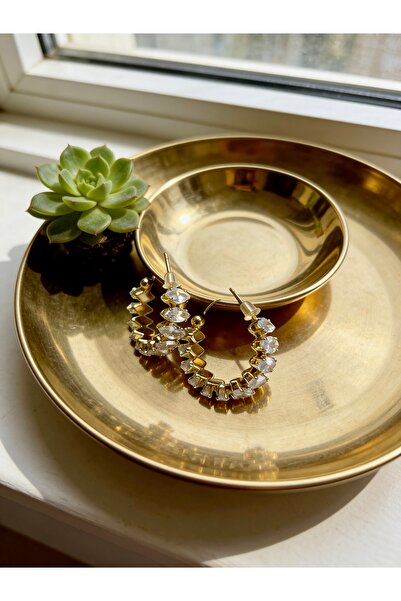 ayoljewelry Premium Gold Tarnish-Resistant Steel Marquise Stone Hoop Earrings