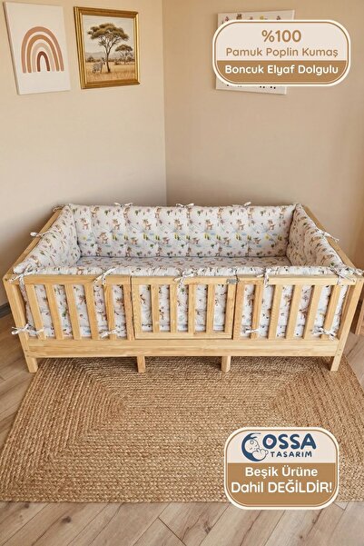 yasetex tasarım Montessori ve Beşik İçin 4 Kenar Koruma Seti Pamuk Kumaş Ceyl...