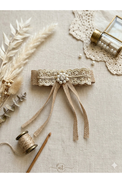 roseberry tasarım incili taşlı jüt fiyonk yetişkin toka