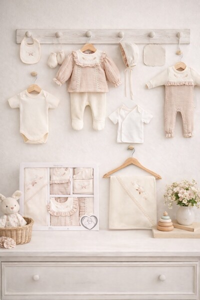 Arin Baby 10-Piece Ruffled Muslin Newborn Baby Girl Hospital Discharge Set/10...