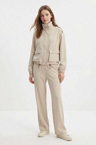 Rays Beige Pocketed Jacket Pants Set 8364A