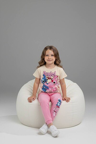 Yağmur Giyim Pjkke Stittcch Patterned Tracksuit Girl Short Sleeve Set 3-10 Ag...