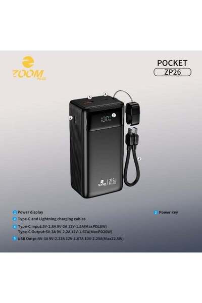 Zoom Plus ZP26 Pocket Power Bank 20000mAh PD 22.5W Fast Charging