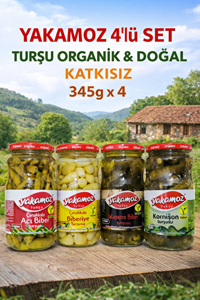 Yakamoz Karışık Turşu Seti 4’lü – Acı Biber, Jalapeno, Kornişon, Biberiye Tur...