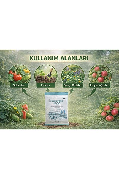 karaoğlan tarım Domates Biber Salatalık Bitki Besini Sebze Gelişim Gübresi 12-0-5 Fruitfert 60 g