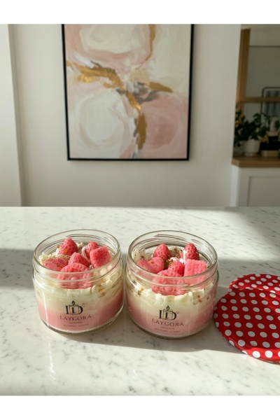 Strawberry Cream Collection | Vanilya Kokulu Tasarım Soya Mum