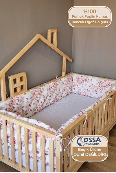 yasetex tasarım Montessori ve Beşik İçin 4 Kenar Koruma Seti Pamuk Kumaş Kele...
