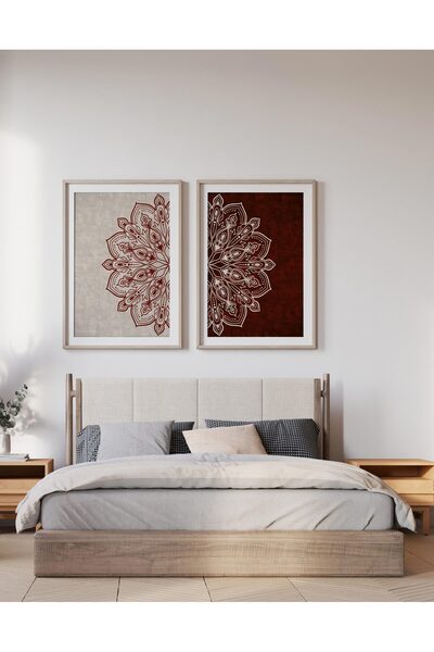 Meröka Çerçevesiz Ebedi Aura Kozmik Harmoni Modern Premium Mandala Tablo Seti...
