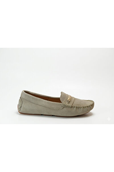 Beety 129.508 Genuine Leather Beige Rok Women Loafers Ballet Flats