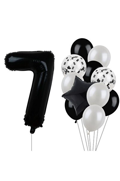 Generic Brand Black Number Foil and Latex Balloon Set Age 7