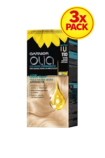 Garnier 3x PACK Olia Permanent Ammonia-Free Hair Dye 110 Very Light Blonde, 1...