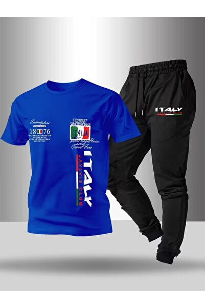 puolikuu Men's Oversized Tracksuit Set - Full Set Italy Printed T-Shirt - Tra...