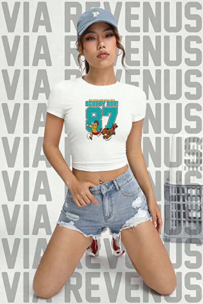 Vordevia تي شيرت سكوبي دو مطبوع 100% قطن قماش قابل للتمدد ذو قصة ضيقة وأكمام ...