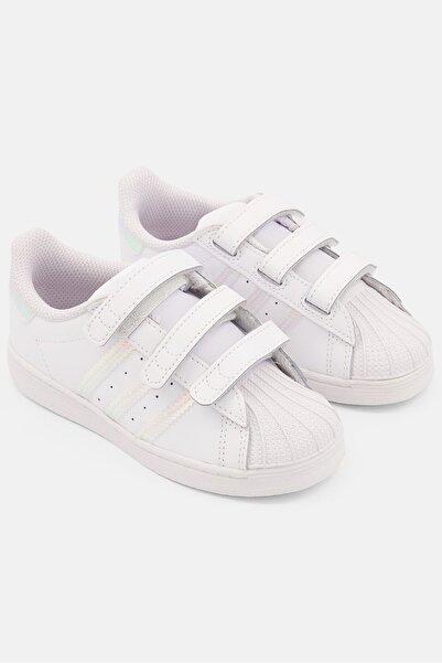 adidas Toddler Girl SUPERSTAR CF Adjustable Outdoor Shoes, White