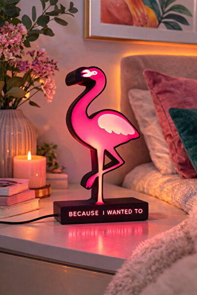 Dekor atolyem Dekoratif Flamingo LED Gece Lambası – Pembe Ortam Işığı, Masa L...
