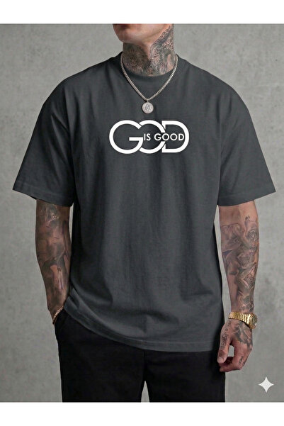 ALİ.COM Unisex GOD IS GOOD με τύπωμα Crew Neck Βαμβάκι llu oversized T-shirt