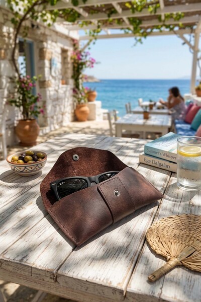 derigami Χειροποίητη θήκη γυαλιών από γνήσιο δέρμα |   Με κουμπώματα, εσωτερι...